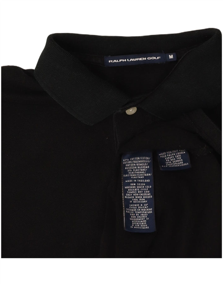 RALPH LAUREN Womens Polo Shirt UK 12 Medium Black Cotton