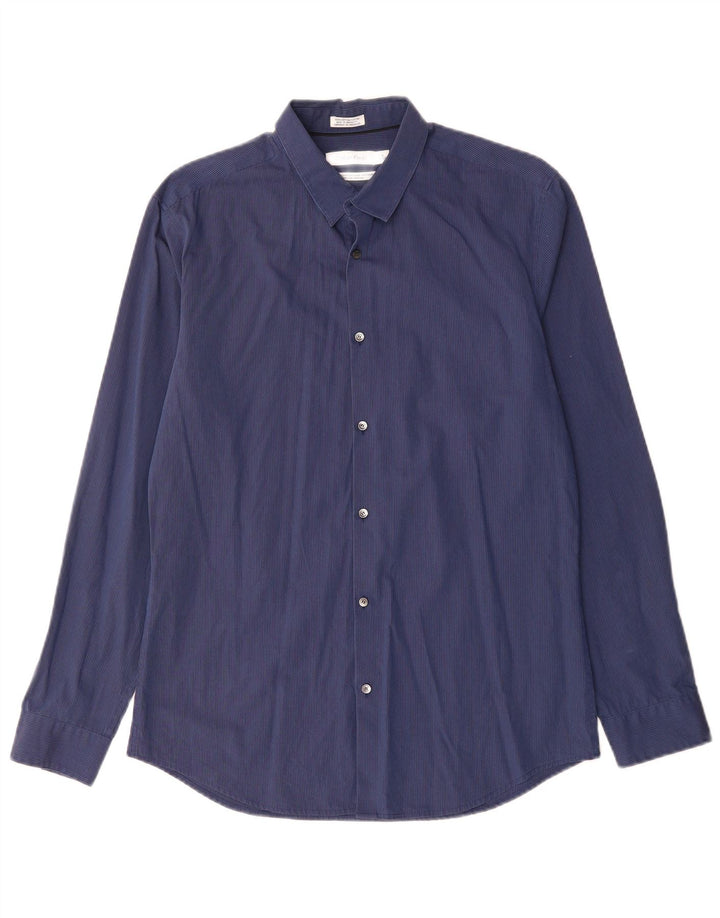 CALVIN KLEIN muška košulja veličina 15 15 1/2 srednje tamnoplava pamuk na pruge