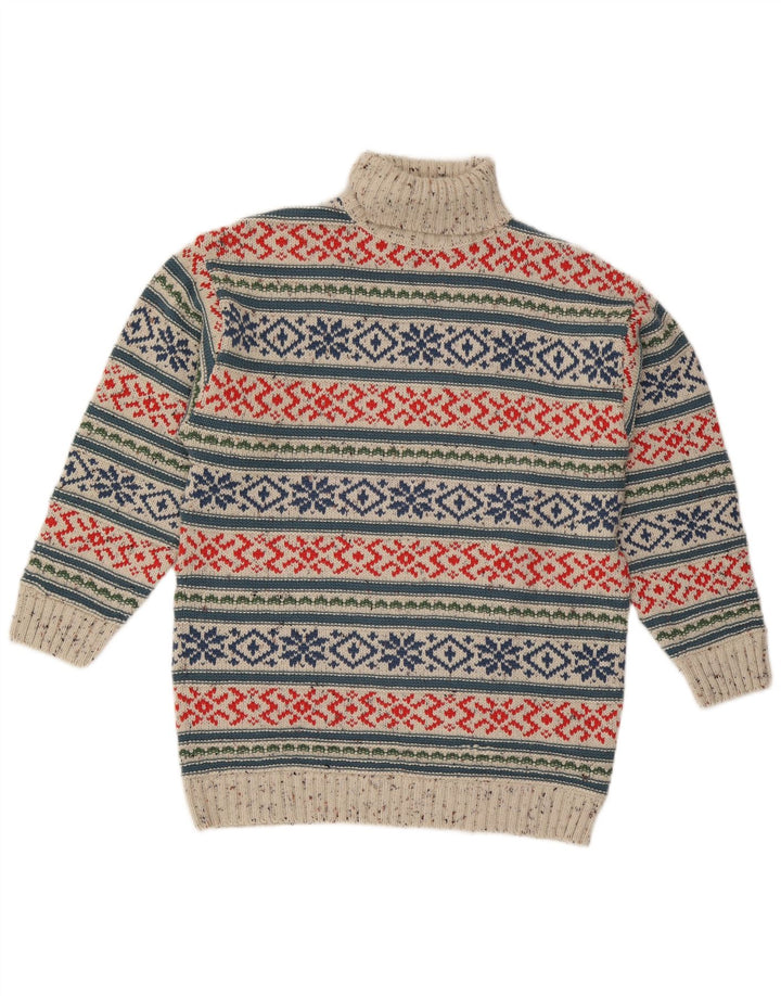 Trend muški džemper s rol izrezom Srednje sivi Fair Isle akril