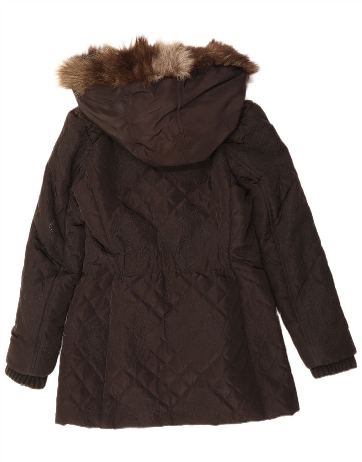 DESIGUAL Ženska prošivena podstavljena jakna s kapuljačom EU 38, srednje crna paisley boja