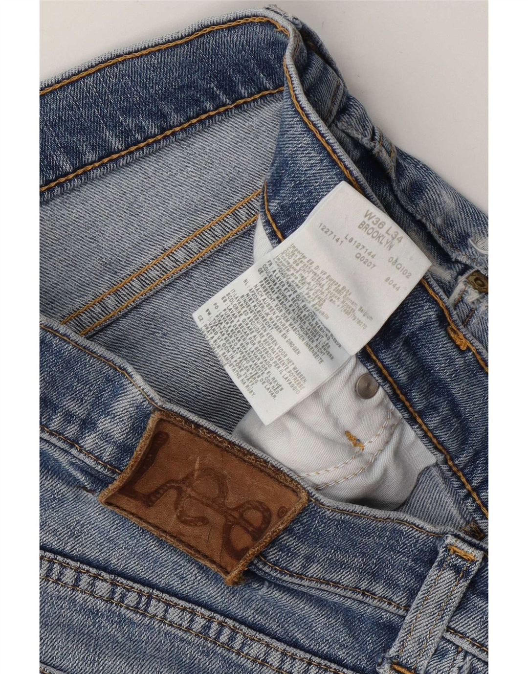 Lee Mens Brooklyn Straight Jeans W36 L27 Plavi pamuk