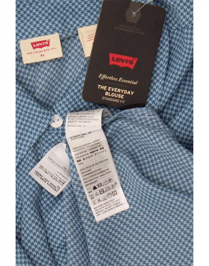 LEVI'S ženska prevelika standardna košulja UK 18 XL plava houndstooth
