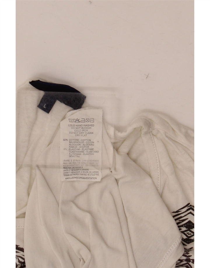 TRUSSARDI JEANS Ženska majica kratkih rukava s grafičkim motivima UK 14 Large White Geometric