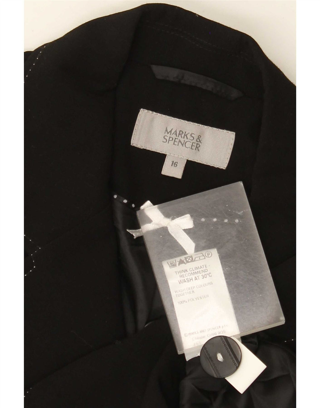 Marks & Spencer Ženska jakna sako s 3 gumba UK 16 Veliki crni poliester