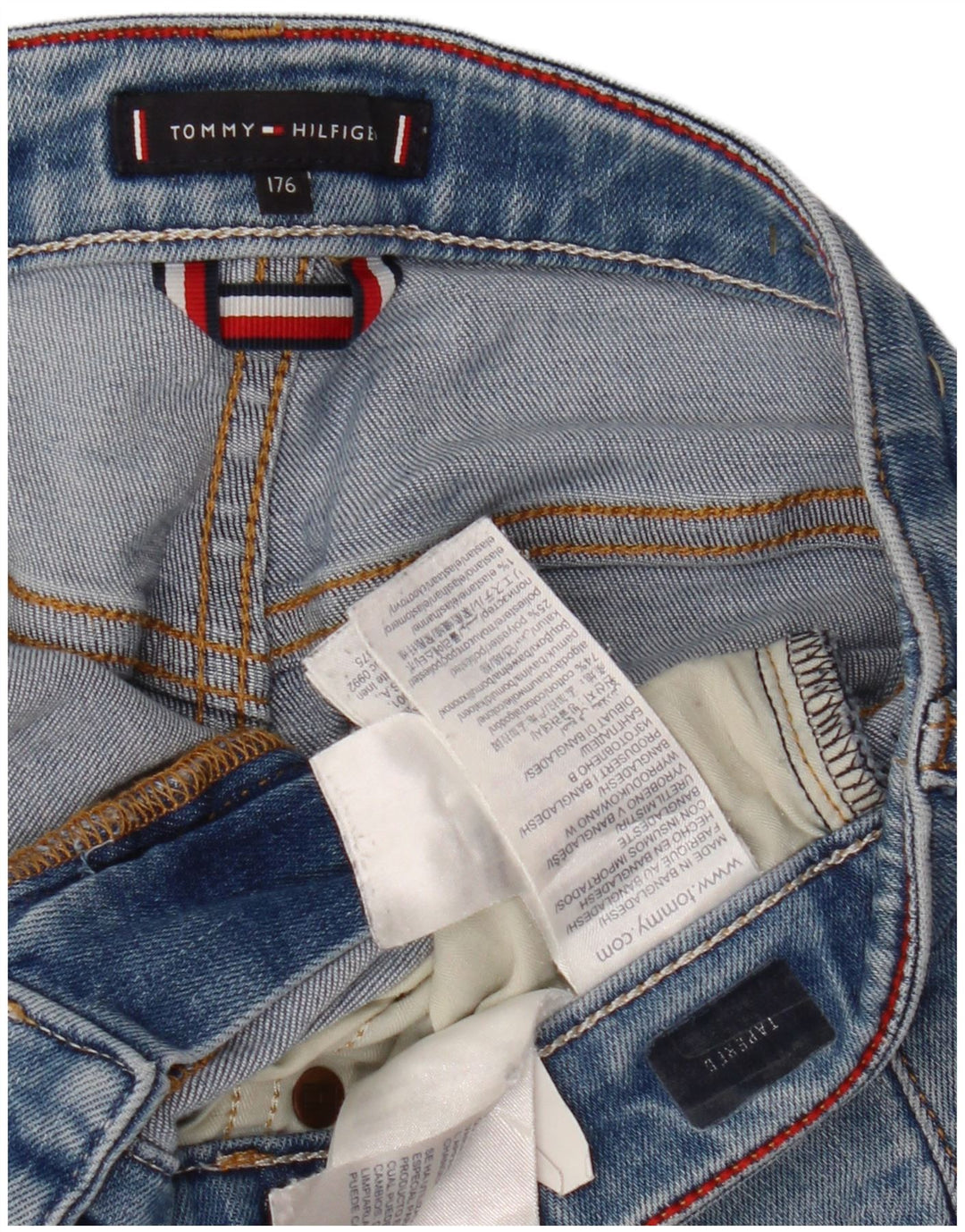 TOMMY HILFIGER Sužene traper kratke hlače za djevojčice 15-16 godina W30 plavi pamuk