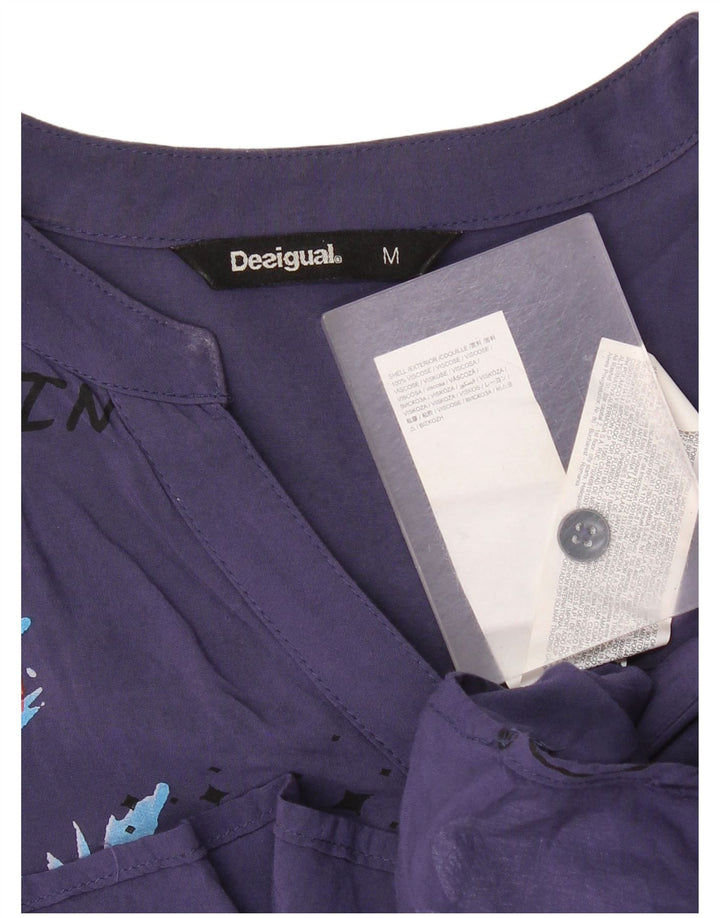 Desigual ženska pulover košulja UK 14 Srednja tamnoplava cvjetna viskoza