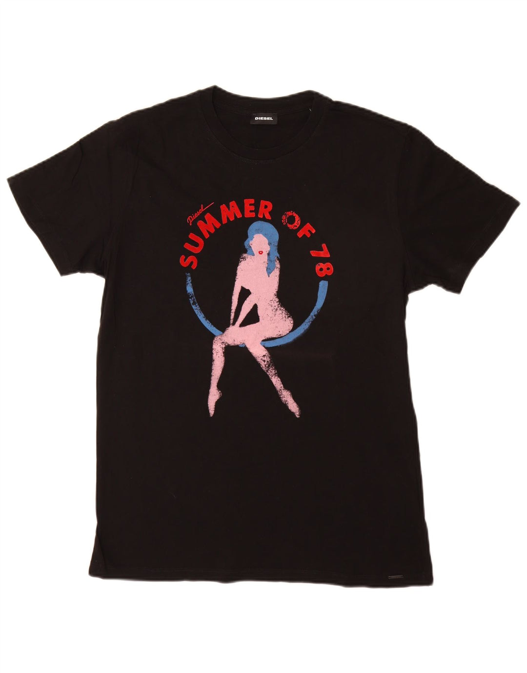 Velika crna pamučna majica s kratkim rukavima Diesel s grafičkim motivima