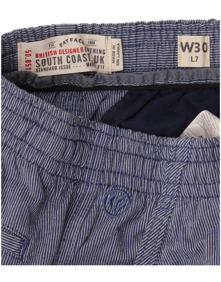 FAT FACE Muške chino kratke hlače W30 pamuk srednje plave pruge