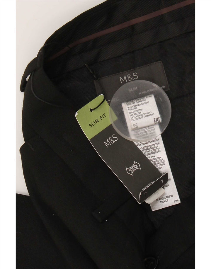 Marks & Spencer muške uske chino hlače W32 L31 crni poliester