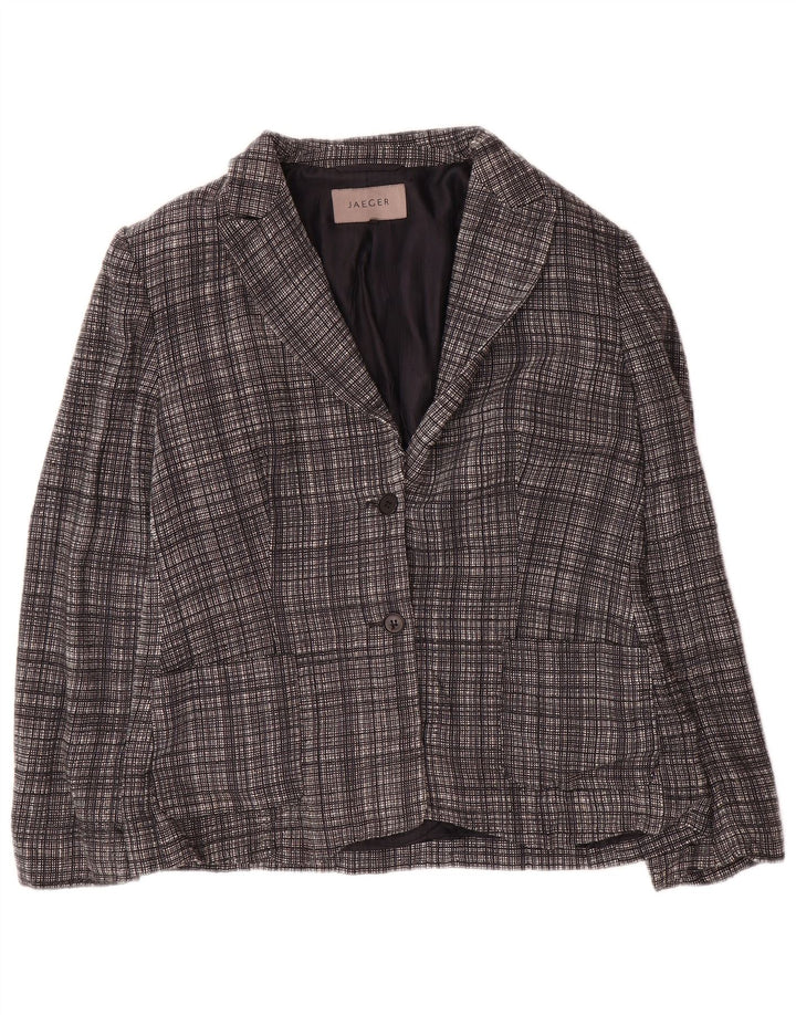 Jaeger ženski sako sa 2 gumba UK 12 Srednje siva karirana vuna