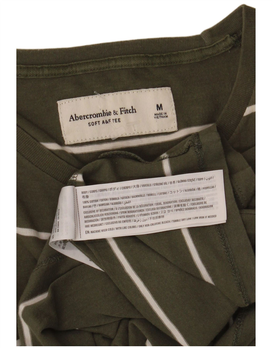 Abercrombie & Fitch muška majica kratkih rukava Srednji kaki prugasti pamuk