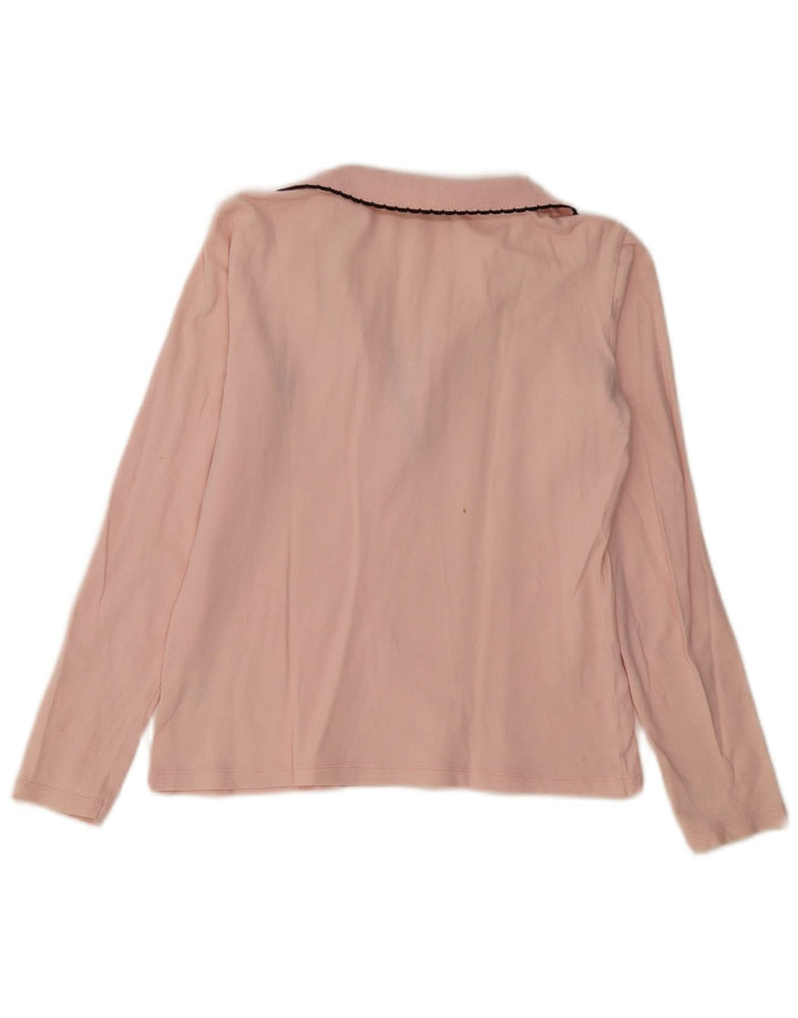 FRED PERRY Ženska polo majica dugih rukava UK 12 Srednje ružičasti pamuk