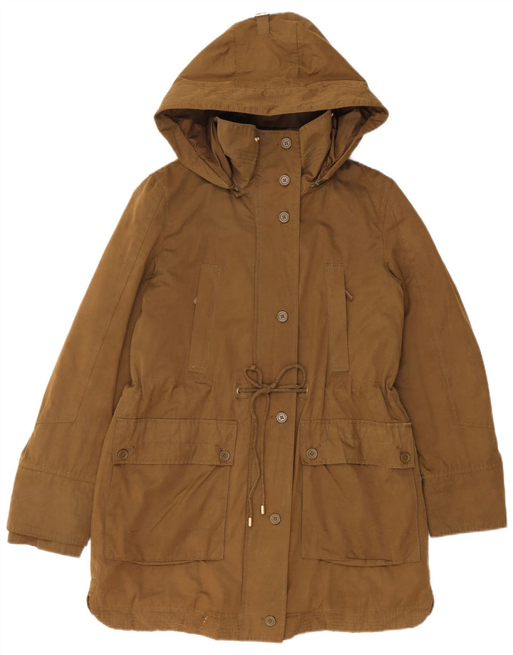 Zara ženska parka jakna s kapuljačom UK 14 Srednji kaki karirani pamuk