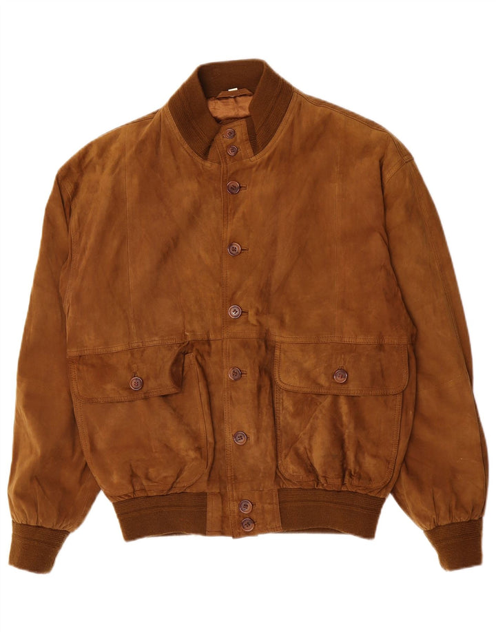 Vintage muška bomber jakna od brušene kože IT 48 srednje smeđe kože
