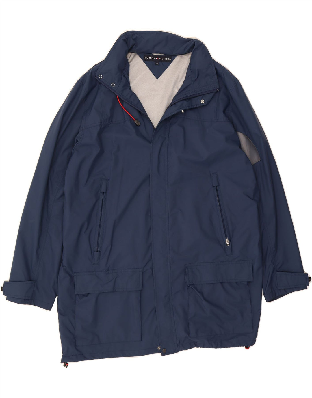TOMMY HILFIGER Mens Overcoat UK 40 Large Navy Blue Polyester Vintage Tommy Hilfiger and Second-Hand Tommy Hilfiger from Messina Hembry 
