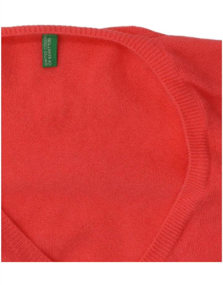 Benetton ženski džemper s V-izrezom UK 12 srednje ružičasta