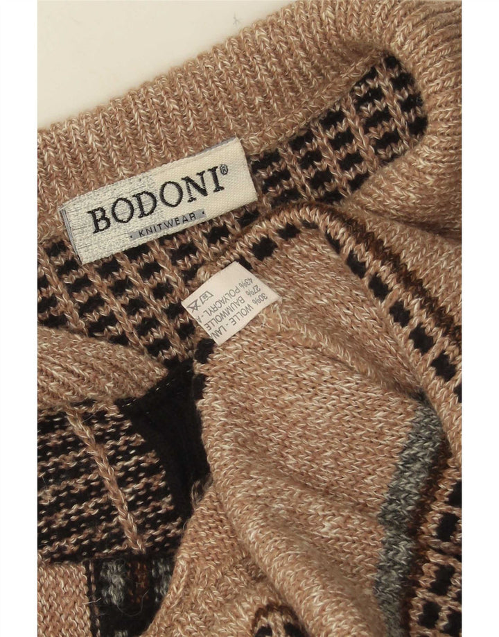 Bodoni muški džemper s polo ovratnikom XL, bež vuneni