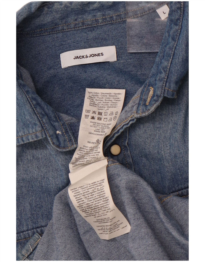 JACK & JONES Muška traper košulja velika plava pamučna