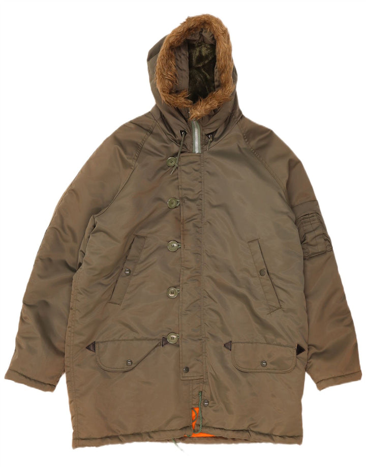 Vintage muška parka jakna s kapuljačom IT 52 XL kaki poliamid