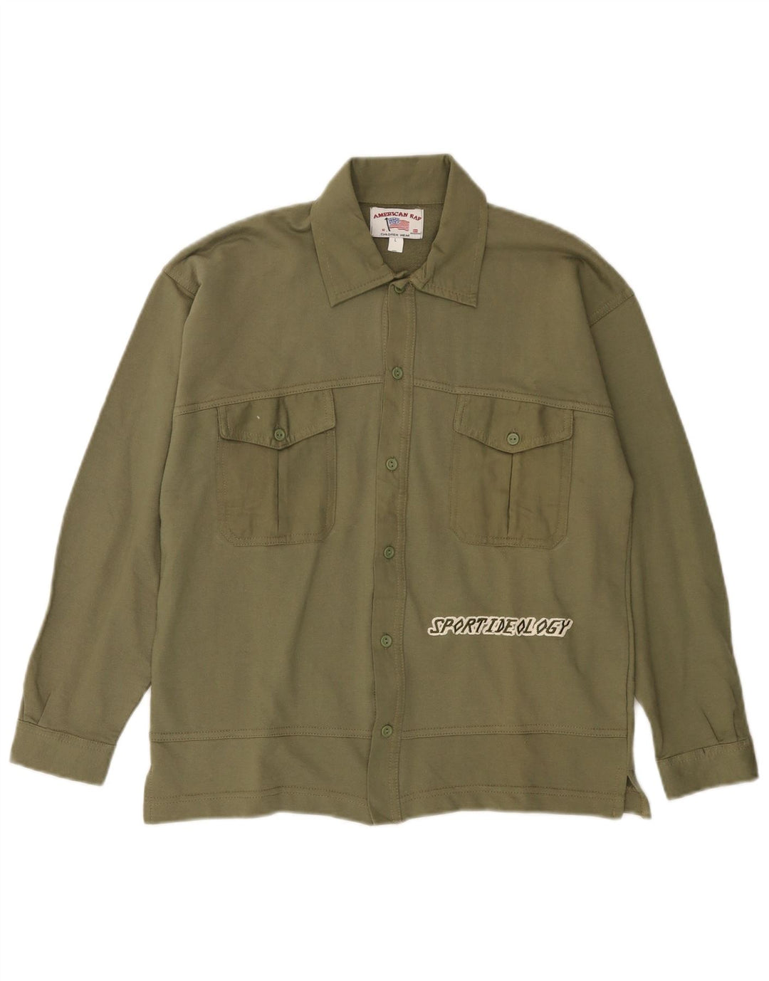 VINTAGE Ženska grafička košulja US 10 Large kaki pamuk