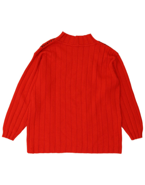 ELLA Ženski džemper s kornjačevim ovratnikom UK 16 Large Red Fair Isle vuna