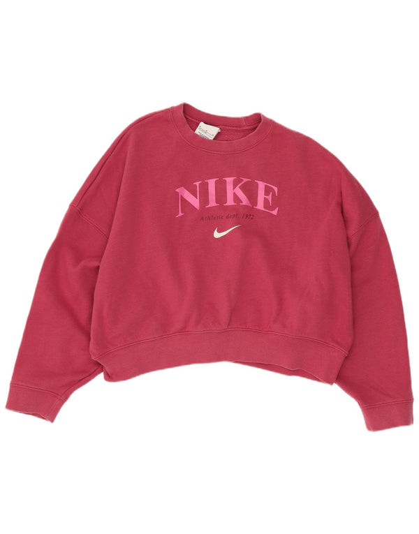 Nike Girls Crop Graphic Oversize Sweatshirt Džemper 10-11 godina srednje ružičasta