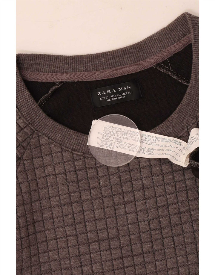 Zara muški džemper XL sivi karirani poliester
