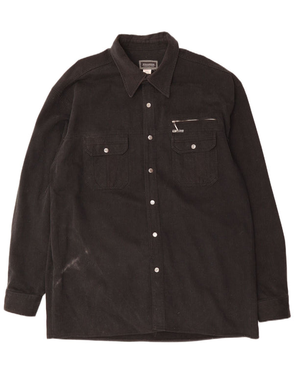 VINTAGE muška košulja od samta UK 47/48 3XL crni pamuk