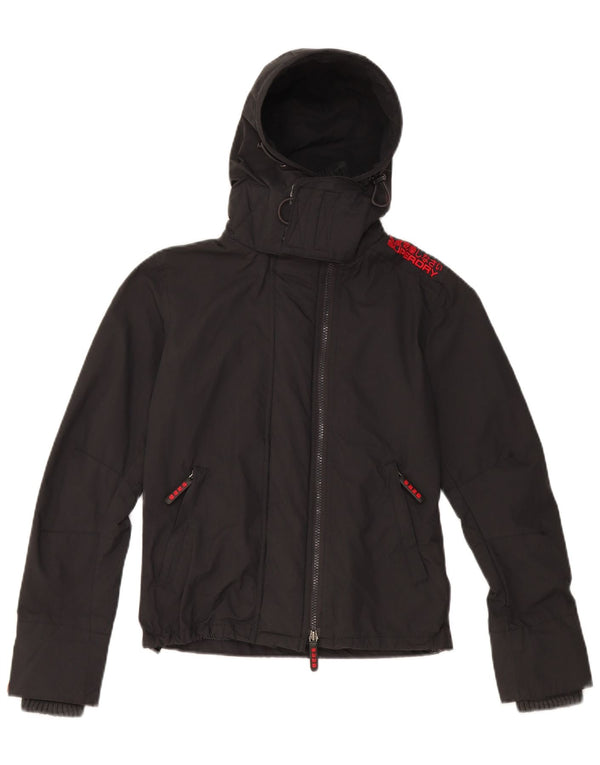 Superdry ženska kišna jakna s kapuljačom s grafičkim motivima UK 6 XS crni najlon