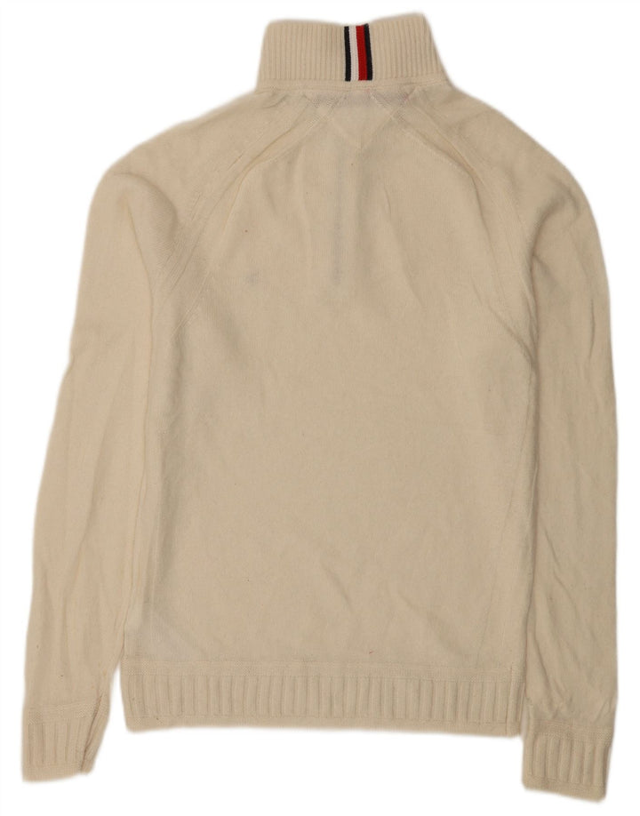 Tommy Hilfiger, veliki muški džemper s izrezom i patentnim zatvaračem od bijele vune