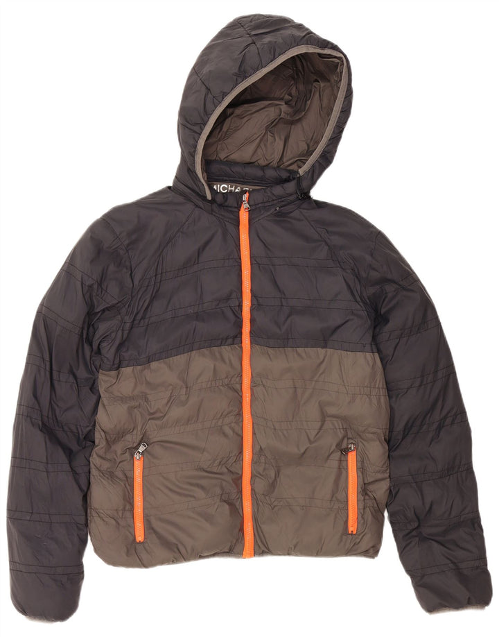 MICHAEL KORS Podstavljena jakna s kapuljačom za dječake 15-16 godina Sivi najlon u boji