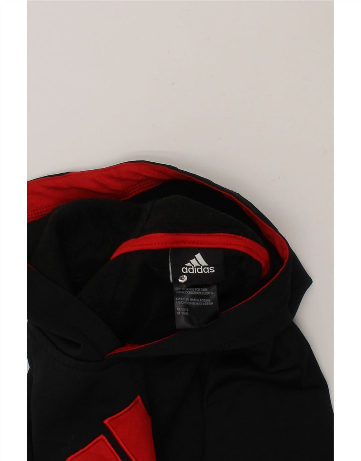 ADIDAS Boys Graphic Hoodie Jumper 10-11 Years Medium  Black Polyester Vintage Adidas and Second-Hand Adidas from Messina Hembry 