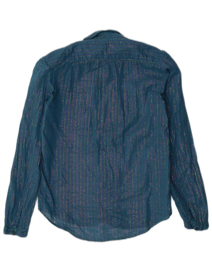 Vintage ženska košulja IT 46 velike metalik plave pruge