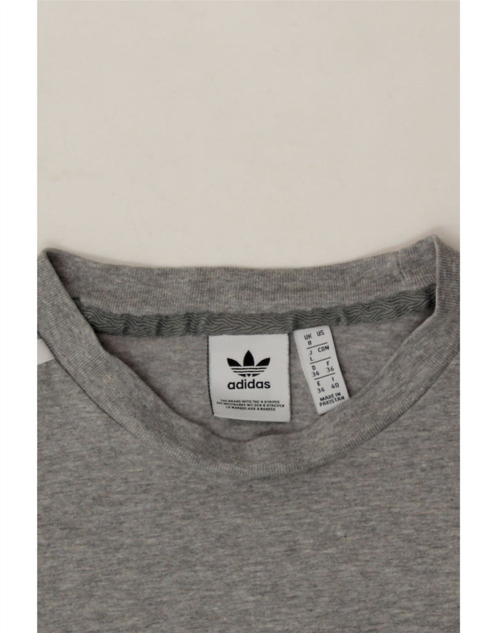 ADIDAS Womens Top Long Sleeve UK 8 Small Grey Cotton Vintage Adidas and Second-Hand Adidas from Messina Hembry 