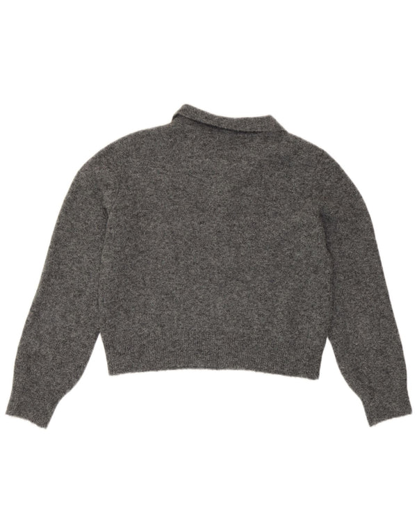 Zara ženski kratki pulover s polo izrezom UK 10 Small Grey Flected