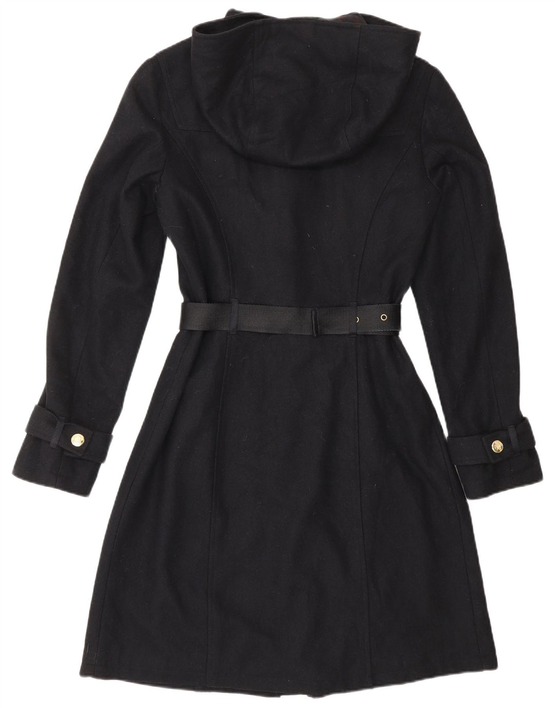 CARACTERE ženski duffle kaput s kapuljačom UK 10 Mala tamnoplava vuna