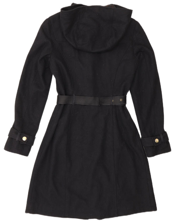 CARACTERE ženski duffle kaput s kapuljačom UK 10 Mala tamnoplava vuna