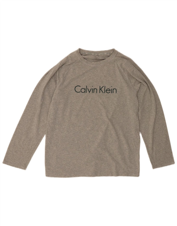 CALVIN KLEIN Mens Graphic Top Long Sleeve Medium Grey