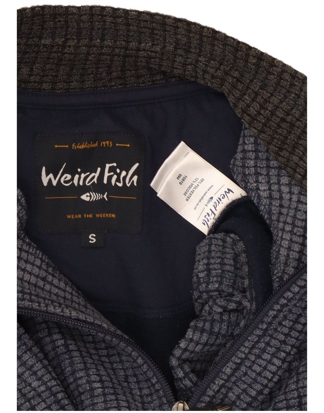 Weird Fish Muški džemper od flisa s patentnim izrezom Mali tamnoplavi poliester