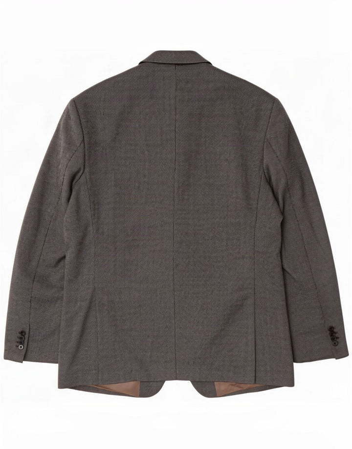 Wellington Mens 3 Button Blazer Jacket UK 46 3XL Siva vuna