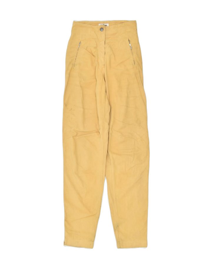 VINTAGE Womens High Waist Casual Trousers W27 L34 Yellow Cotton | Vintage | Thrift | Second-Hand | Used Clothing | Messina Hembry 