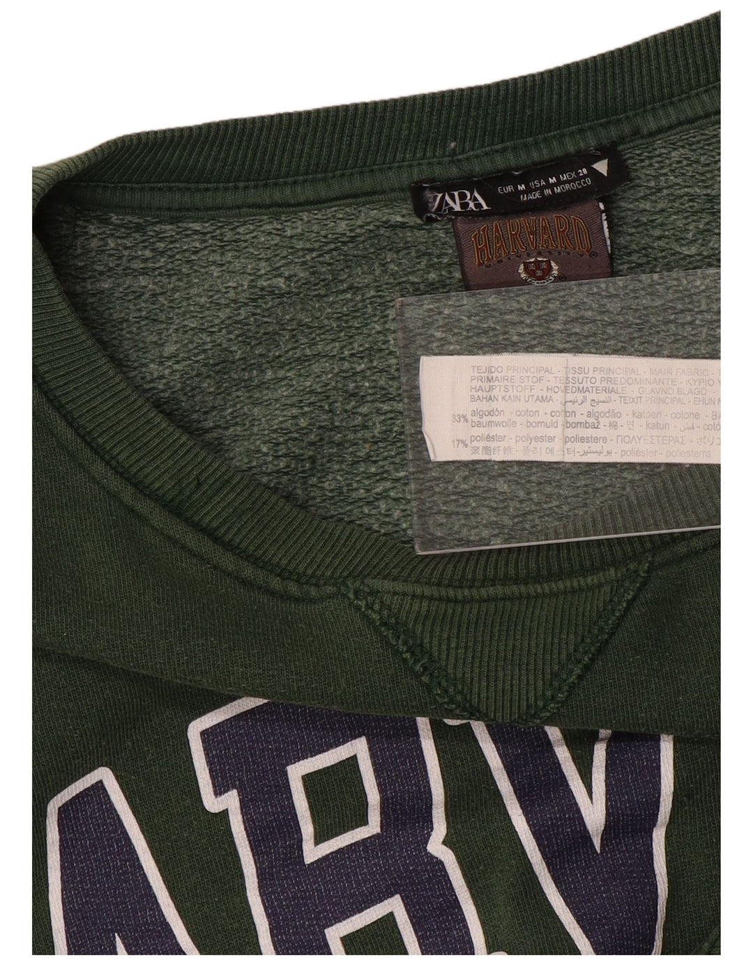 ZARA Ženski Harvard Oversized Graphic Sweatshirt Džemper UK 14 srednje zelena