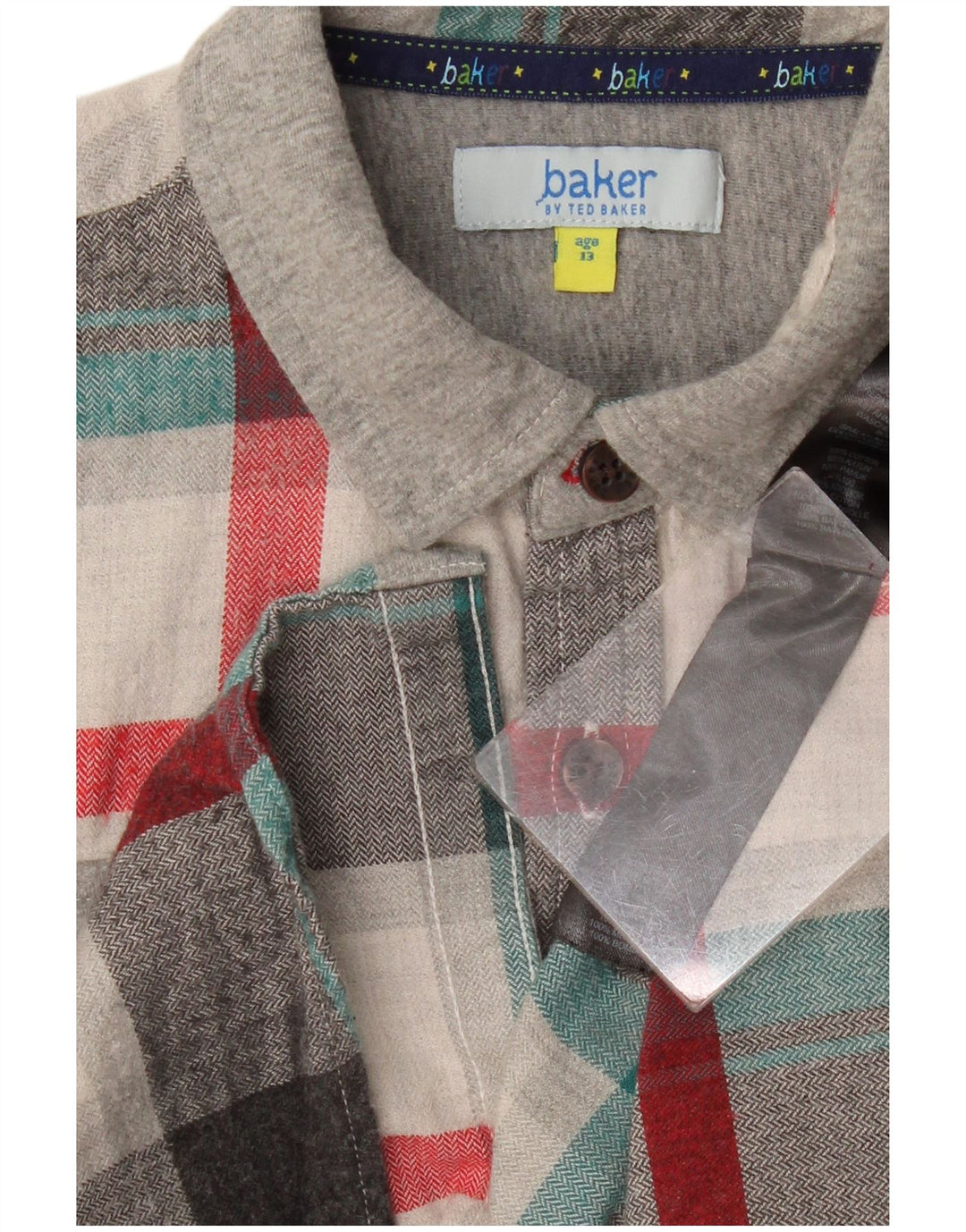 Flanelska košulja Ted Baker za dječake 12-13 godina, siva karirana pamuk
