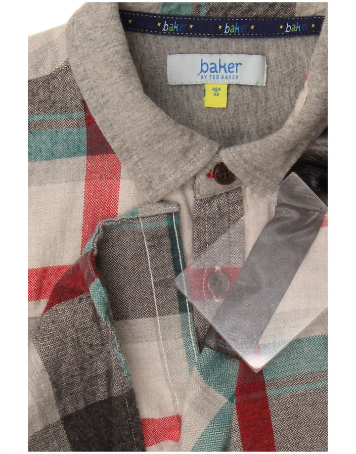 Flanelska košulja Ted Baker za dječake 12-13 godina, siva karirana pamuk