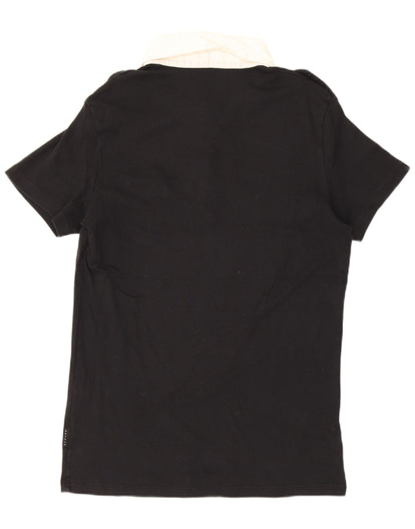Sisley Mens Military Polo Shirt Medium Black Colourblock