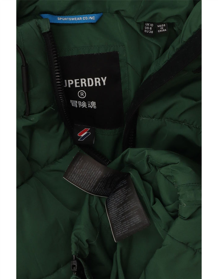 Superdry ženska prevelika podstavljena jakna s kapuljačom UK 10 Mali zeleni poliester