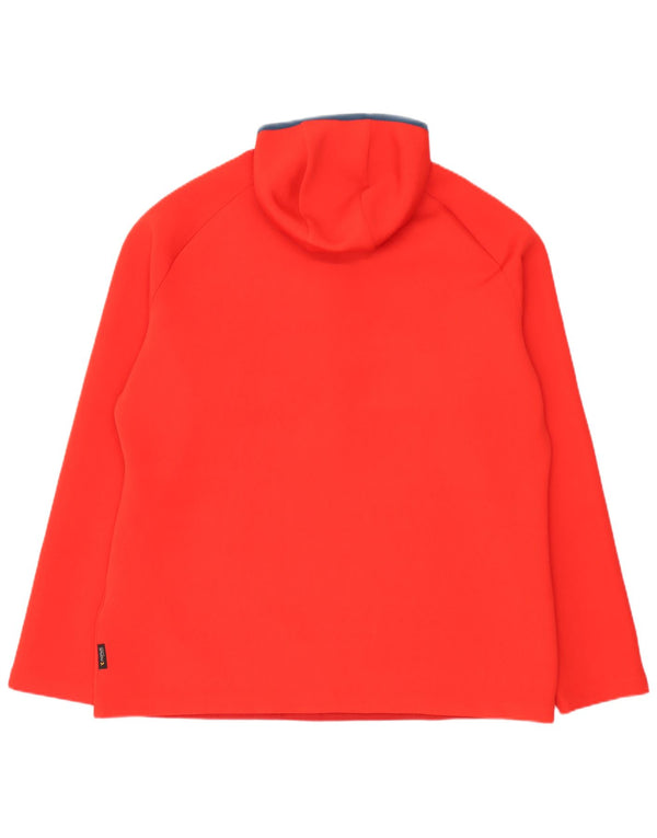 Jack Wolfskin muški flis džemper s kapuljačom i izrezom s patentnim zatvaračem UK 48 3XL Red Colourblock
