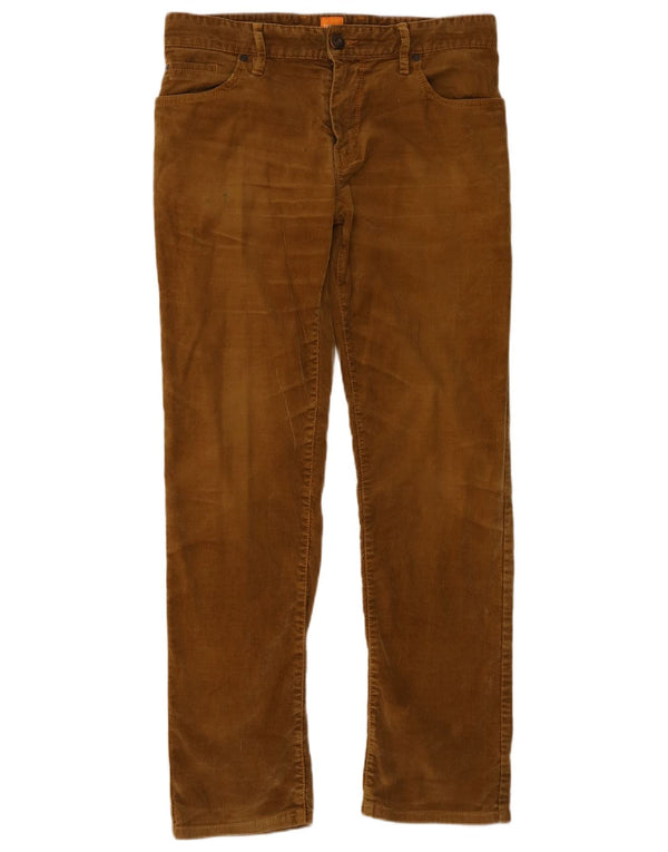 Hugo Boss Mens Straight Corduroy Trousers W31 L30 Brown Cotton