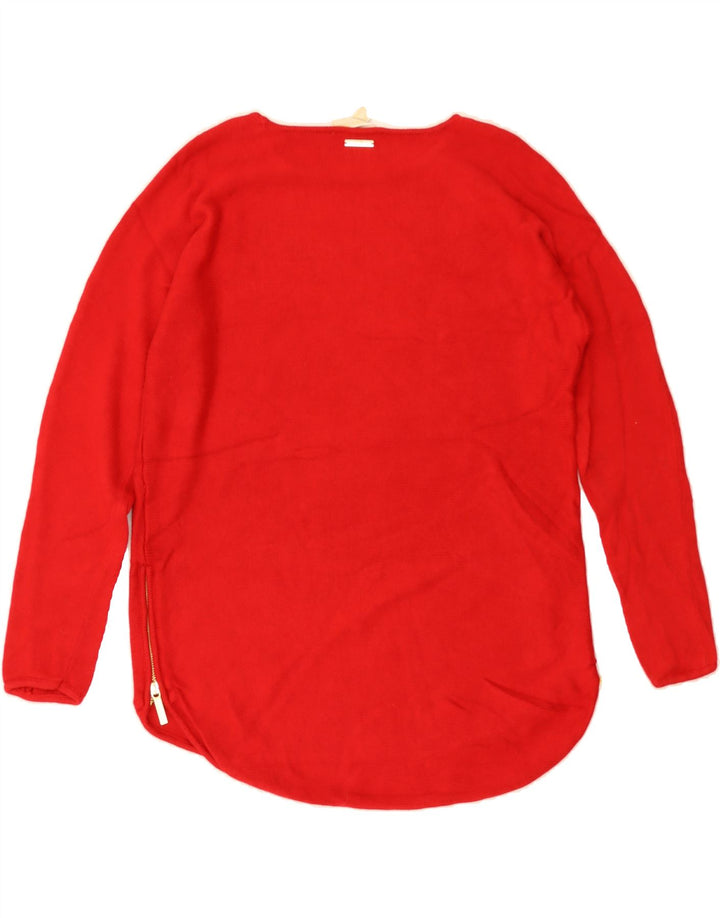 MICHAEL KORS Womens Oversized Boat Neck Jumper Sweater UK 14 Medium Red Vintage Michael Kors and Second-Hand Michael Kors from Messina Hembry 