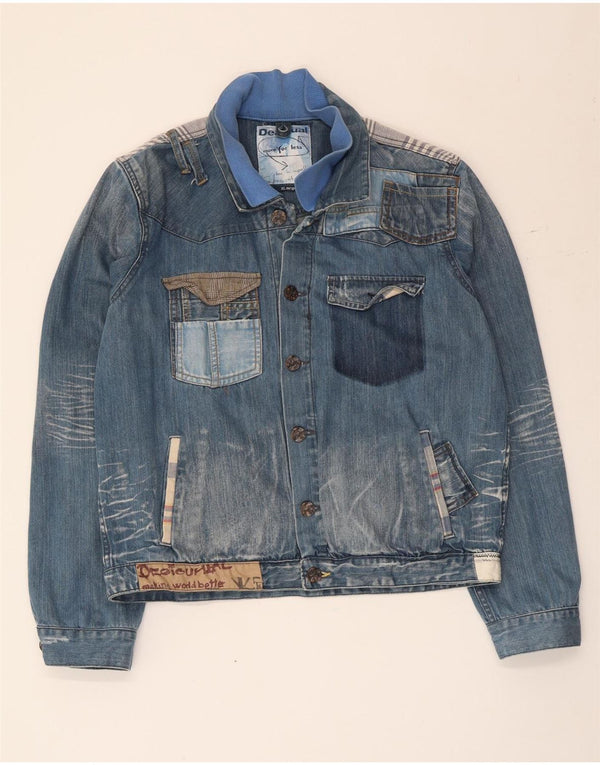 Desigual muška grafička traper jakna UK 42 XL plavi pačvork pamuk